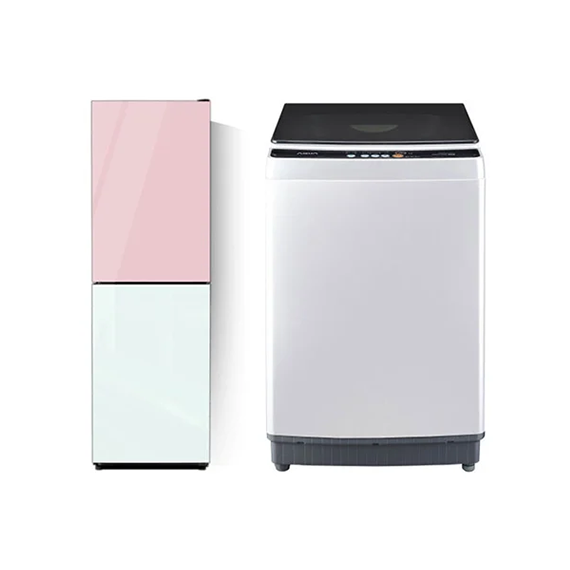 하이얼 결합2종 2도어 글램글라스 상냉장 하냉동 콤비 냉장고 248L 핑크 민트화이트 + 아쿠아 통돌이 세탁기 10Kg 라이트그레이