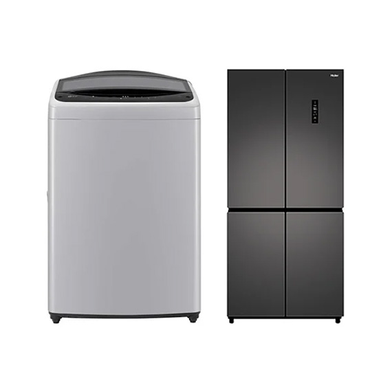 LG+하이얼 결합2종 통돌이 세탁기 17kg 미드 프리 실버 + 냉장고 433L 스페이스 그레이