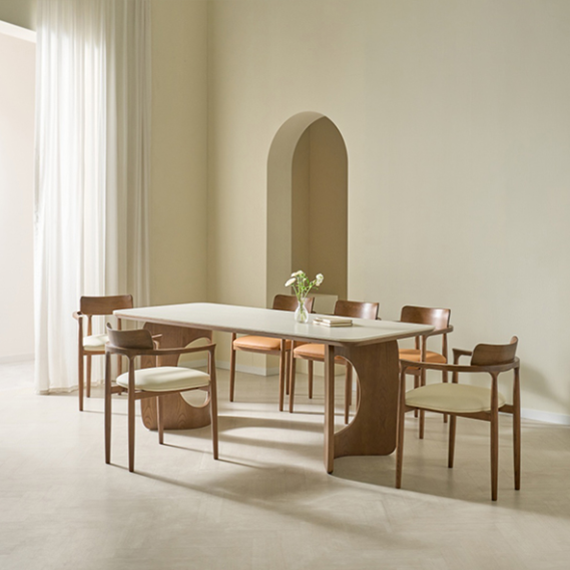 헨지디자인 로엔 4인 포세린 식탁 1800 세트 (의자4)