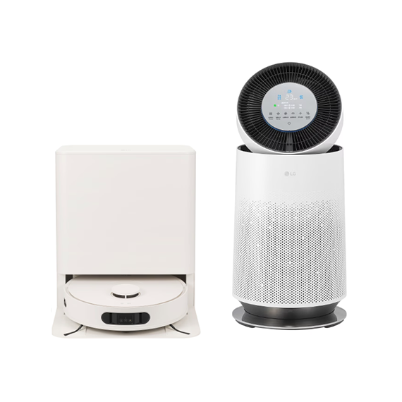 (보람피플 올인원598 3구좌) LG 코드제로 로보킹 AI 올인원 프리스탠딩 흡입+물걸레 + LG 퓨리케어 AI 360˚ 공기청정기 플러스 18평형