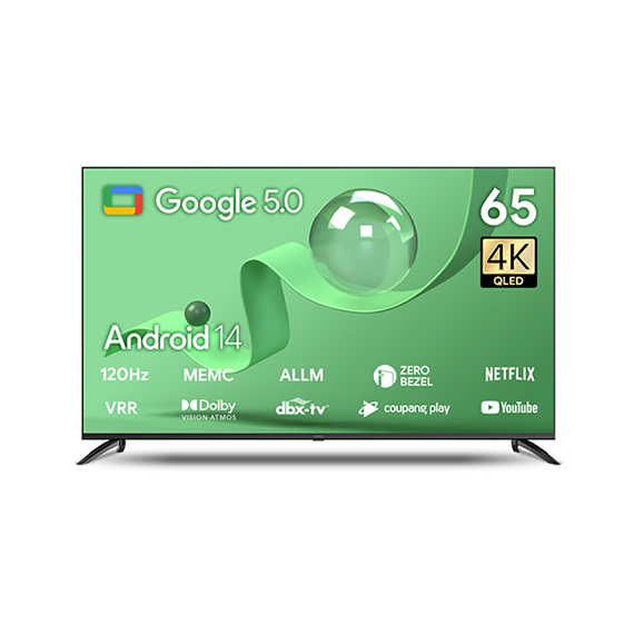 더함 스마트 구글 5.0 OS 안드로이드 14 QLED TV 65인치 120Hz (스탠드 or 벽걸이) (G654Q-5.0)