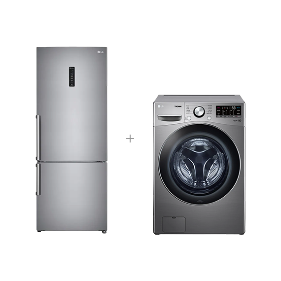 LG 결합2종 트롬 드럼세탁기 15kg 스톤실버 + 모던엣지 일반형 냉장고 462L 샤인 (F15SQAP+M451S53)