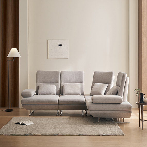 (보람피플 올인원598 3구좌) 라클라우드 그랑블 스윙 기능성 패브릭 4인 코너형 소파 상조가전