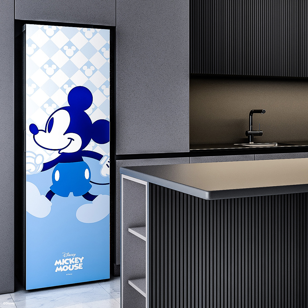 삼성 냉장고 디즈니 X BEPOKE 에디션 1도어 키친핏 (우힌지 우개폐) (미키마우스 블루) 408L (RR40C7995AP)