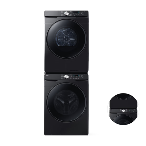 삼성 세건셋트 AI 세탁기(25kg) + 건조기(21kg) + 상단 설치 키트 블랙캐비어 (WF25DG8250BV2T)