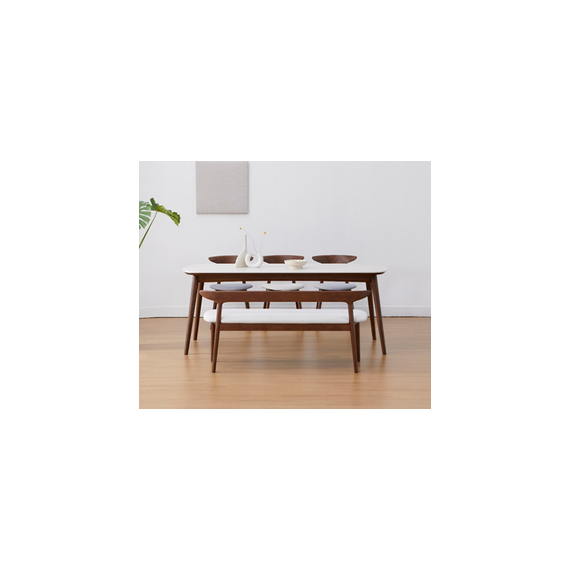 헨지디자인 카일리 6인 포세린 식탁 벤치형 세트 (의자3+벤치1)