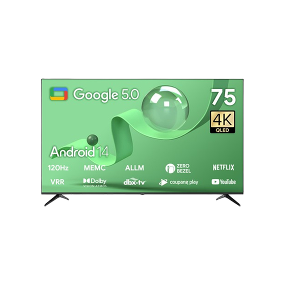 더함 스마트 구글 5.0 OS 안드로이드 14 QLED 75인치 120Hz