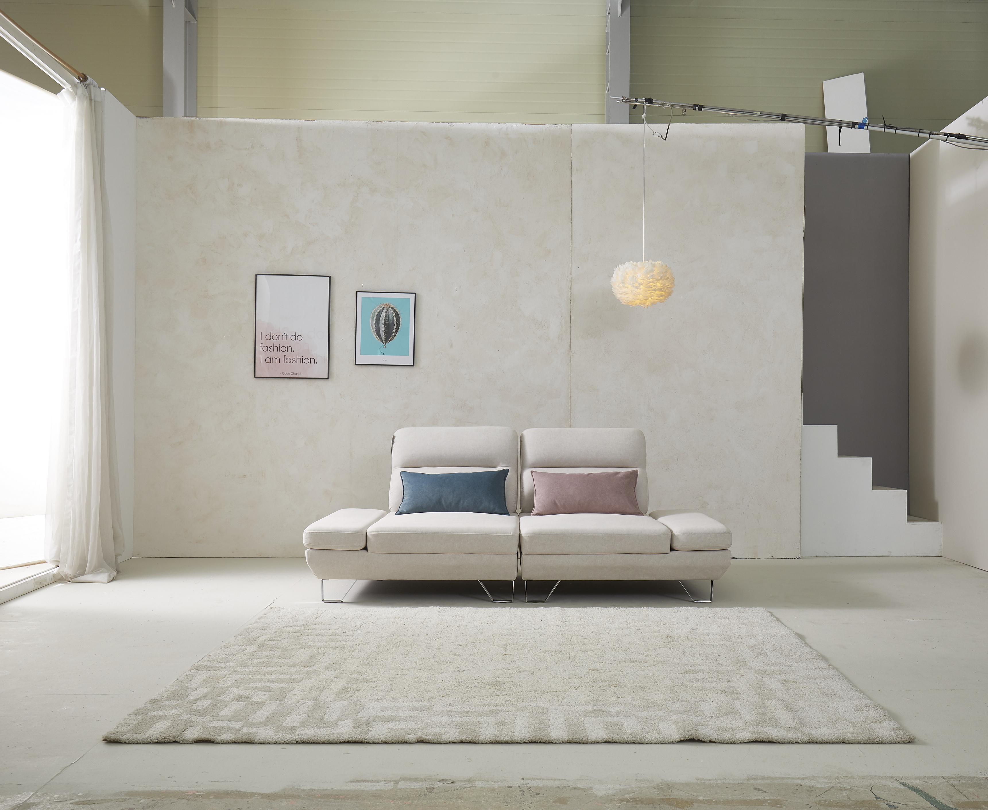 퍼니챗 샤르니 조야원단 3인용 패브릭 직선형 스윙소파