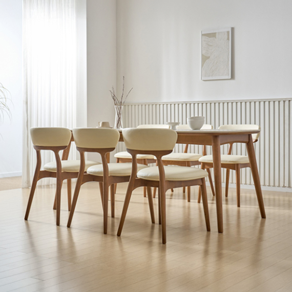 헨지디자인 마인 4인 포세린 벤치형 식탁 1500 세트 (의자2+벤치1)