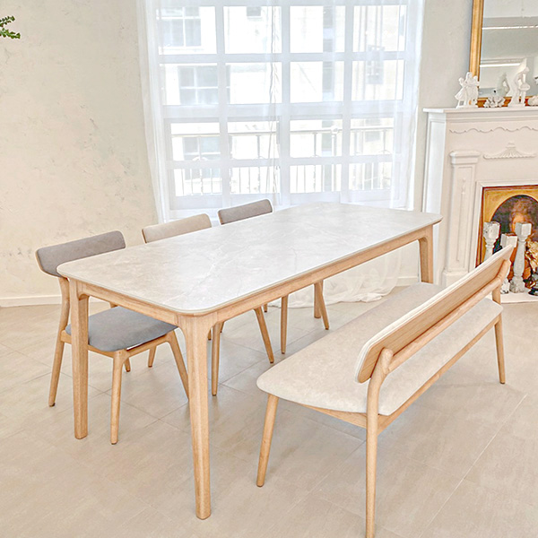 (보람피플 올인원598 3구좌) 헨지디자인 세라토 6인 식탁 벤치형 SET(의자3+벤치1 구성) 상조가전