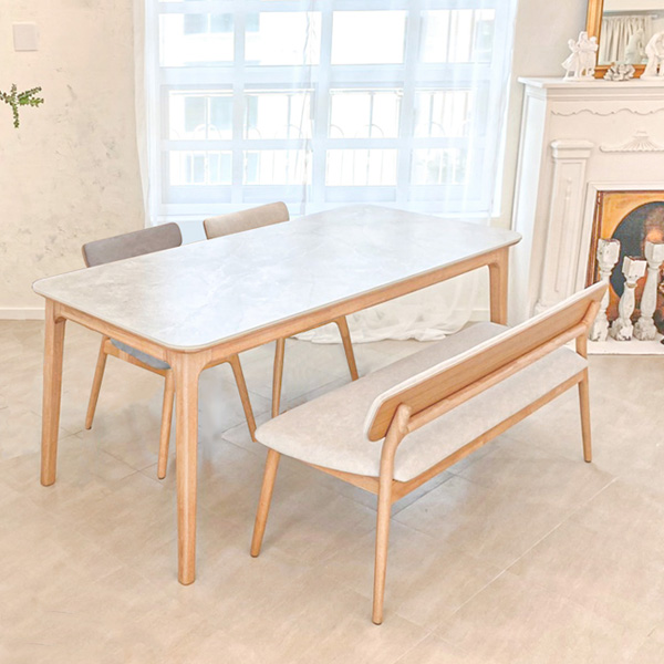 헨지디자인 세라토 4인 식탁 벤치형 set (의자2 벤치1구성)