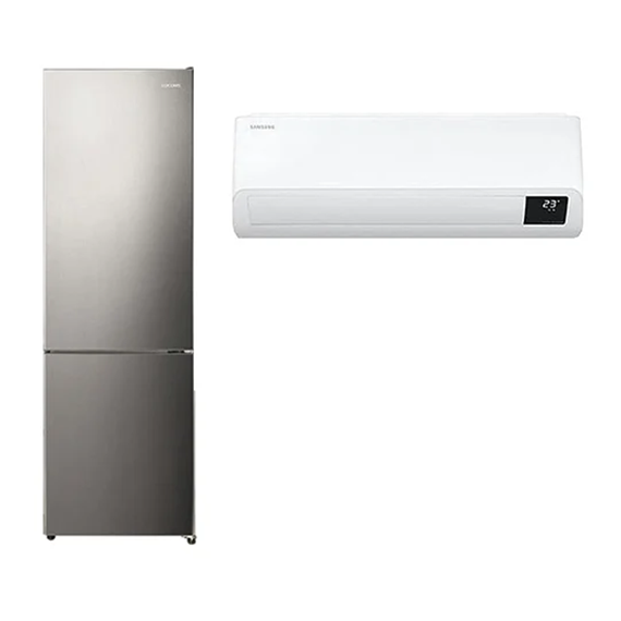 삼성+루컴즈 결합2종 인버터 벽걸이 에어컨 10평형+2도어 냉장고 262L 메탈실버 (AR10B5150HZS+R262M01-S)