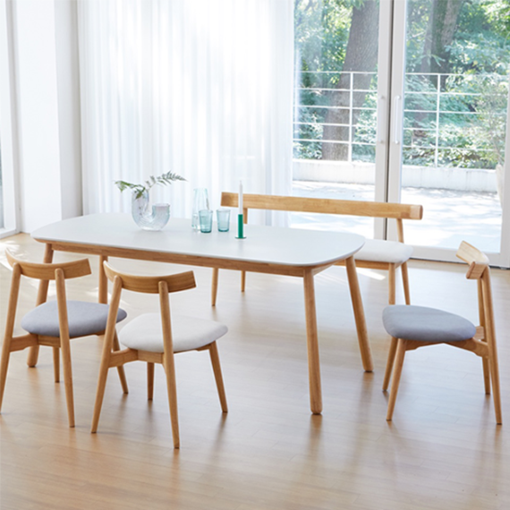 헨지디자인 다즈6인식탁 SET (의자 3개구성 + 벤치의자)