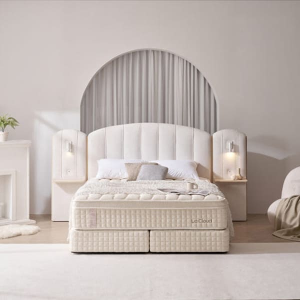 (보람피플 올인원598 3구좌) 라클라우드 라르테 프리미엄 침대 프레임+매트리스 세트_아이보리(K) 상조가전