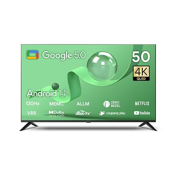 더함 스마트 구글 5.0 OS 안드로이드 14 QLED TV 50인치 120Hz (스탠드 or 벽걸이) 화이트 (G504QW-5.0)