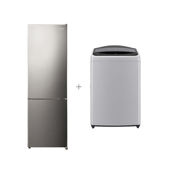 LG 루컴즈 결합2종 통돌이 세탁기 17kg 미드 프리 실버 2도어 냉장고 262L 메탈실버
