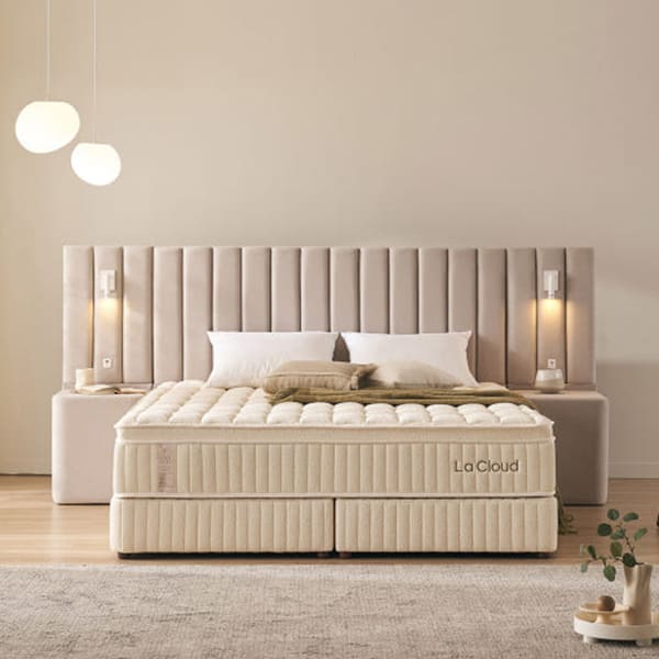 (보람피플 올인원598 3구좌) 라클라우드 루즈노 프리미엄 침대 프레임+매트리스 세트(K)_라이트그레이(K) 상조가전