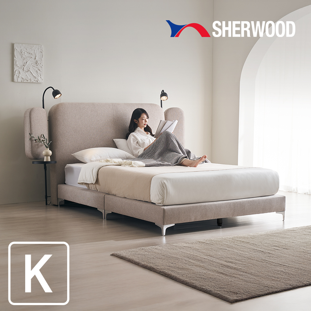 쉐우드 클루아 평상형 LED 패브릭 침대 프레임 K (킹)