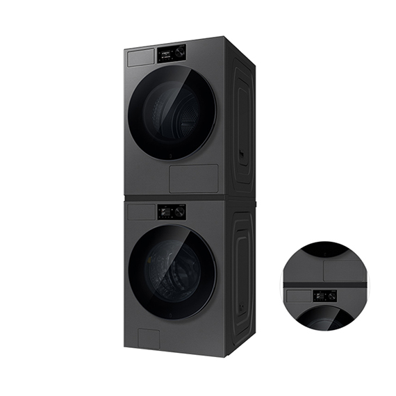 삼성 세건셋트 비스포크 AI 세탁기(21kg) + 건조기(20kg) + 상단 설치 키트 다크스틸 (WF80H2120BDHS)