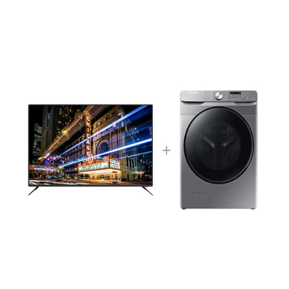 삼성+아남 결합2종 그랑데 세탁기 21Kg 이녹스실버+UHD TV 65인치 스탠드, 벽걸이 (WF21T6000KP+AN655UJ)