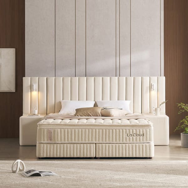 (보람피플 올인원598 3구좌) 라클라우드 루즈노 프리미엄 침대 프레임+매트리스 세트 아이보리(LK) 상조가전