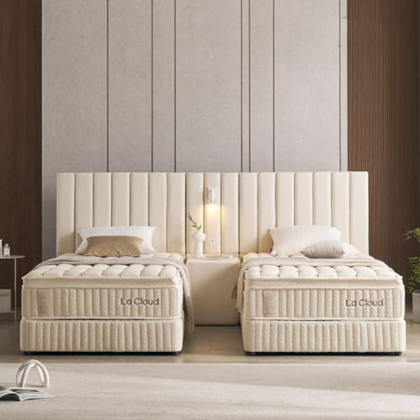 라클라우드 루즈노 프리미엄 침대 프레임 + 매트리스 + 패널세트 (트윈) (아이보리 or 그레이)