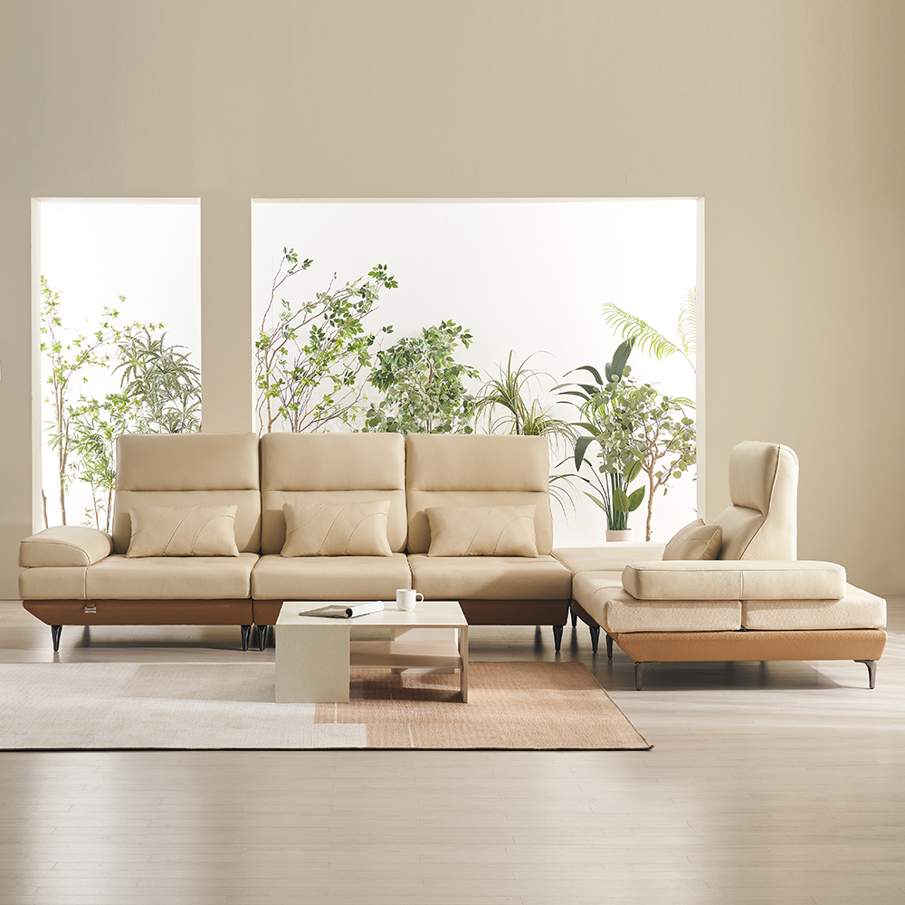 쉐우드 마벨 8인용 코너형 이태리 천연통가죽 기능성 스윙 소파 (색상 9종)