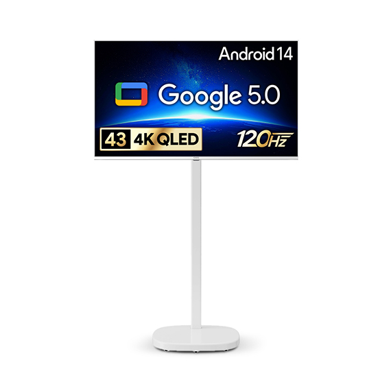더함 CHIQ 스마트 구글 5.0 OS 안드로이드 14 FHD QLED 43인치 화이트 베젤 이동형스탠드 (G434QW-5.0-삼텐바이미)