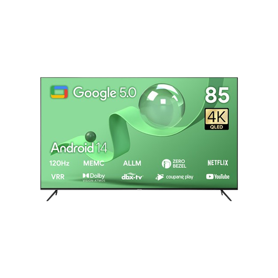 더함 스마트 구글 5.0 OS 안드로이드 14 QLED 85인치 120Hz