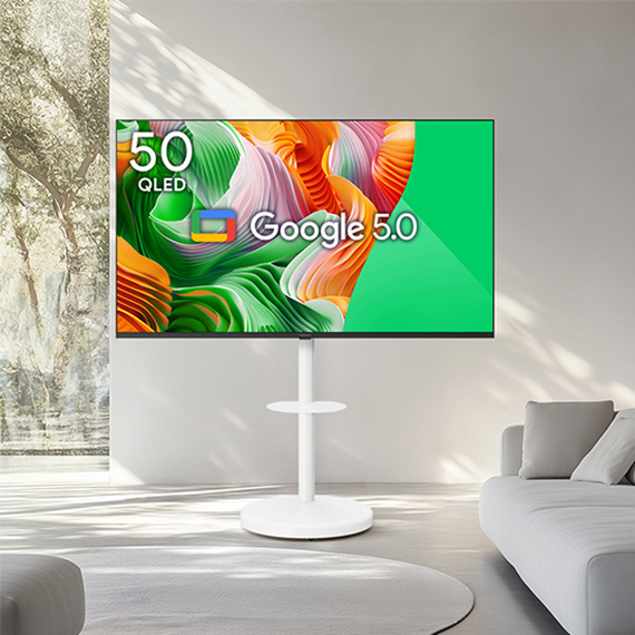 더함 스마트 구글 5.0 OS 안드로이드 14 QLED TV 50인치 120Hz+이동형스탠드 (G504Q-5.0-삼텐바이미)